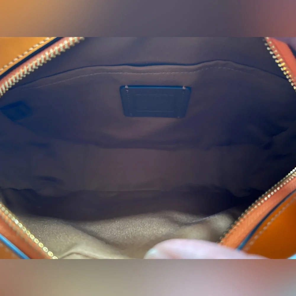 Rare Coach Large Jamie Camera Bag Blocked Signature Sport Miami Red Pink Orange - Picture 13 of 16